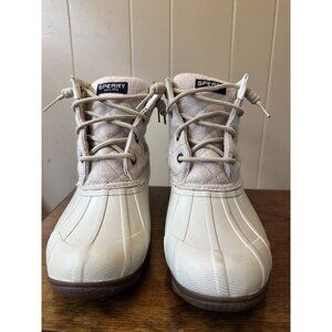 Sperry Top-sider Women's Saltwater Pop Dark Taupe Duck Boots Size 6 Medium